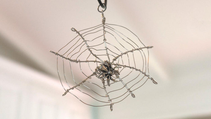 Halloween Jewellery - Spider in the Web Pendant