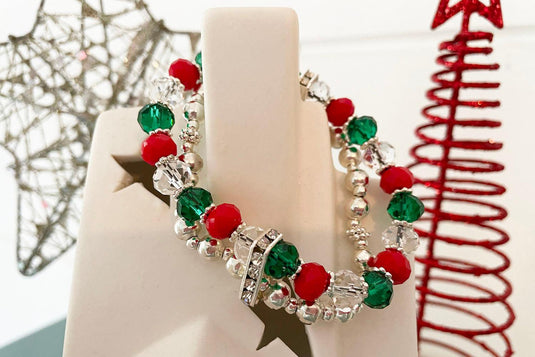 Christmas Double Stretch Bracelet Tutorial - Affordable Jewellery Supplies