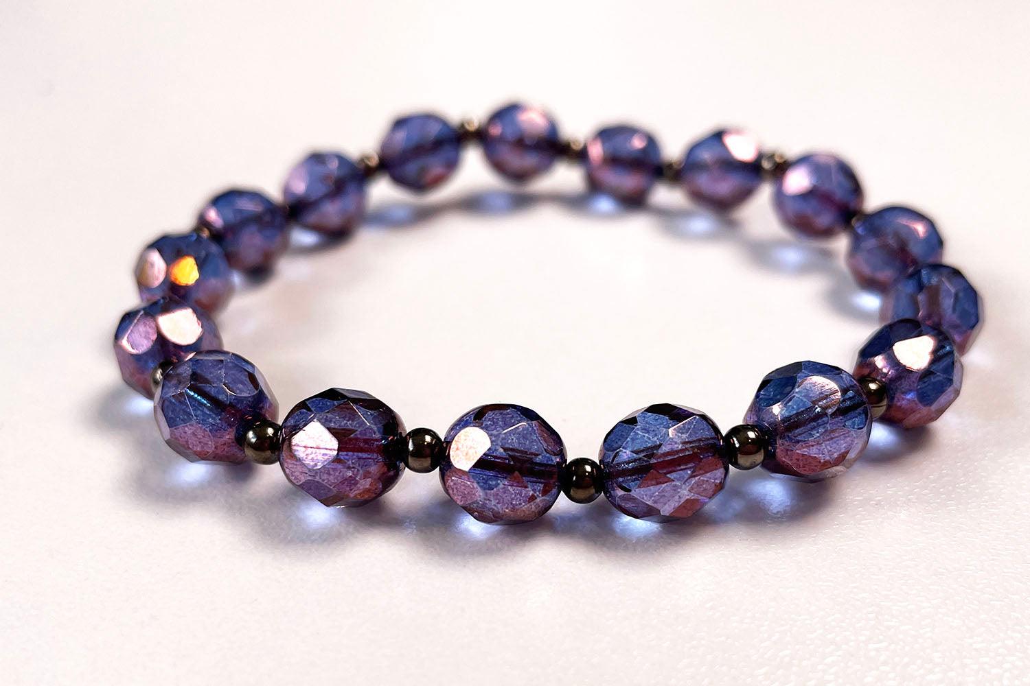 Elastic Bracelet of Tiny Faceted Gemstone Beads -  Finland