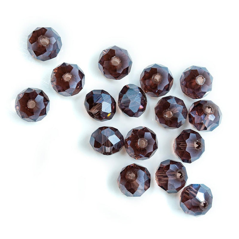 Load image into Gallery viewer, Electroplated Glass Faceted Rondelle 8mm x 6mm Grey - Affordable Jewellery Supplies