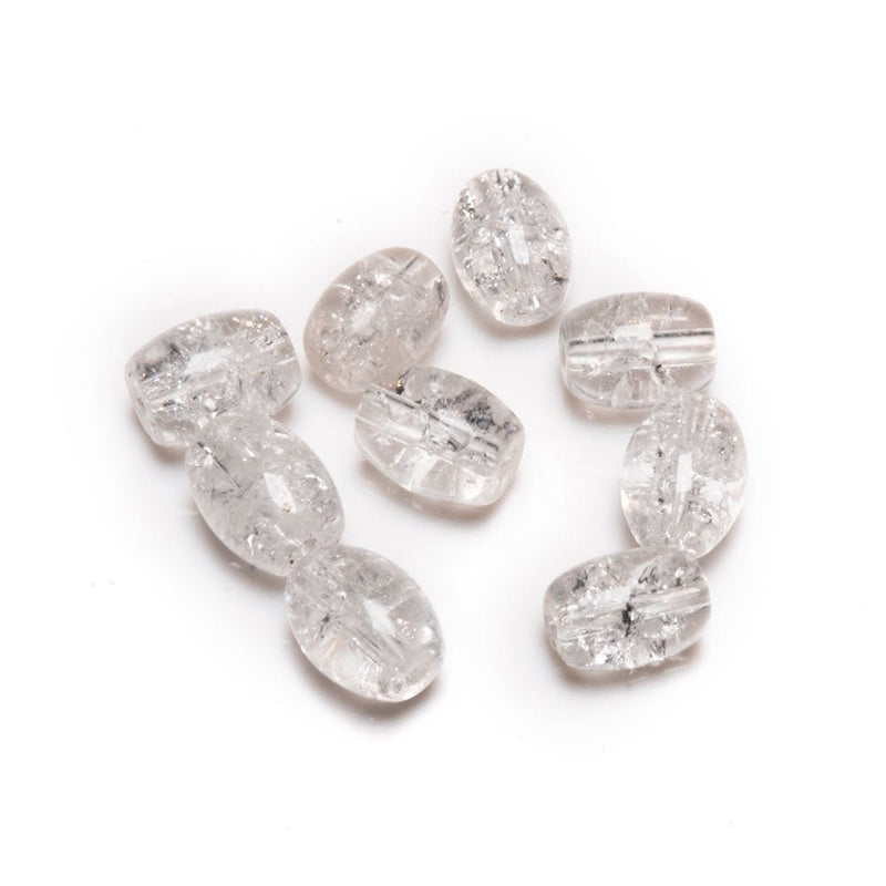 Load image into Gallery viewer, Glass Crackle Oval Beads 6mm x 8mm Crystal - Affordable Jewellery Supplies