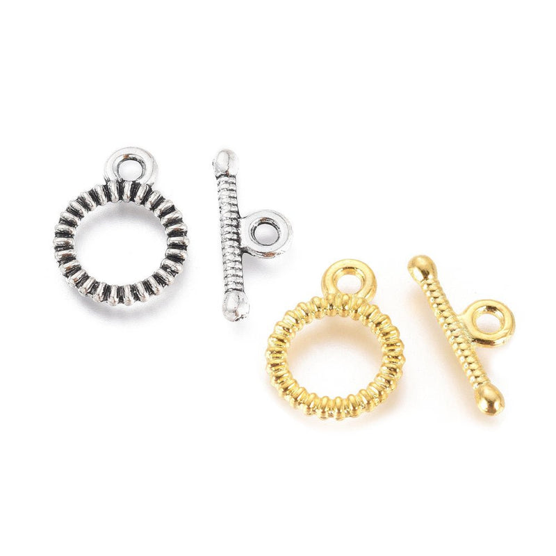 Load image into Gallery viewer, Alloy Toggle Clasp with Detail 13mm x 10mm x 1.5mm Antique Silver - Affordable Jewellery Supplies