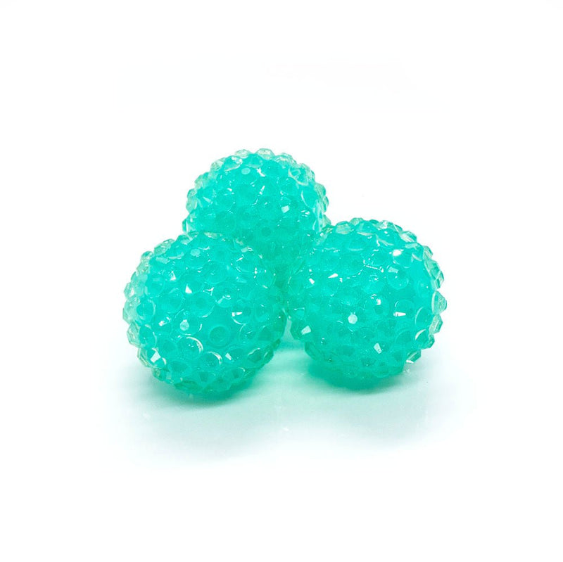 Load image into Gallery viewer, Bubblegum Resin Rhinestone Ball 20mm x 18mm Turquoise - Affordable Jewellery Supplies