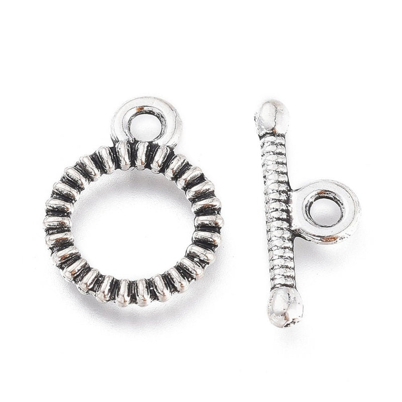 Load image into Gallery viewer, Alloy Toggle Clasp with Detail 13mm x 10mm x 1.5mm Antique Silver - Affordable Jewellery Supplies