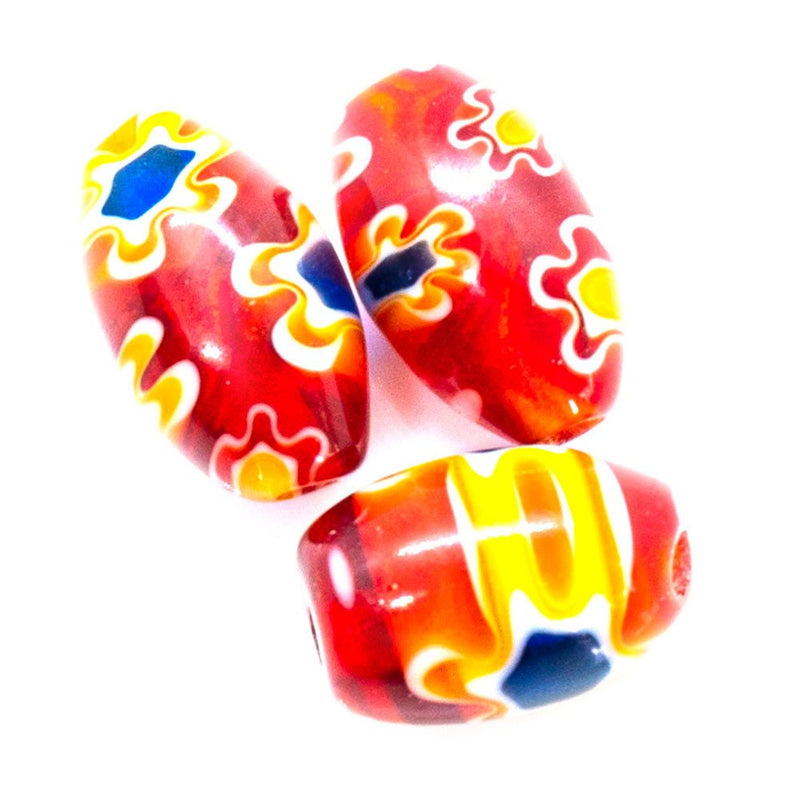 Load image into Gallery viewer, Millefiori Glass Oval 8mm x 6mm Red - Affordable Jewellery Supplies