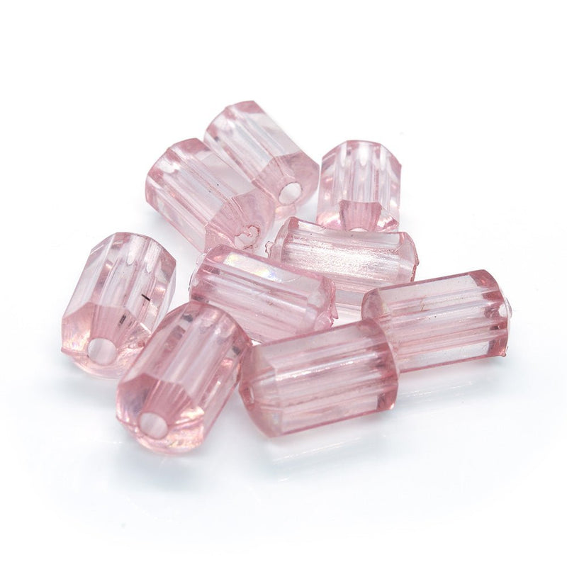 Load image into Gallery viewer, Acrylic Faceted Tube 12mm x 8mm Pink - Affordable Jewellery Supplies