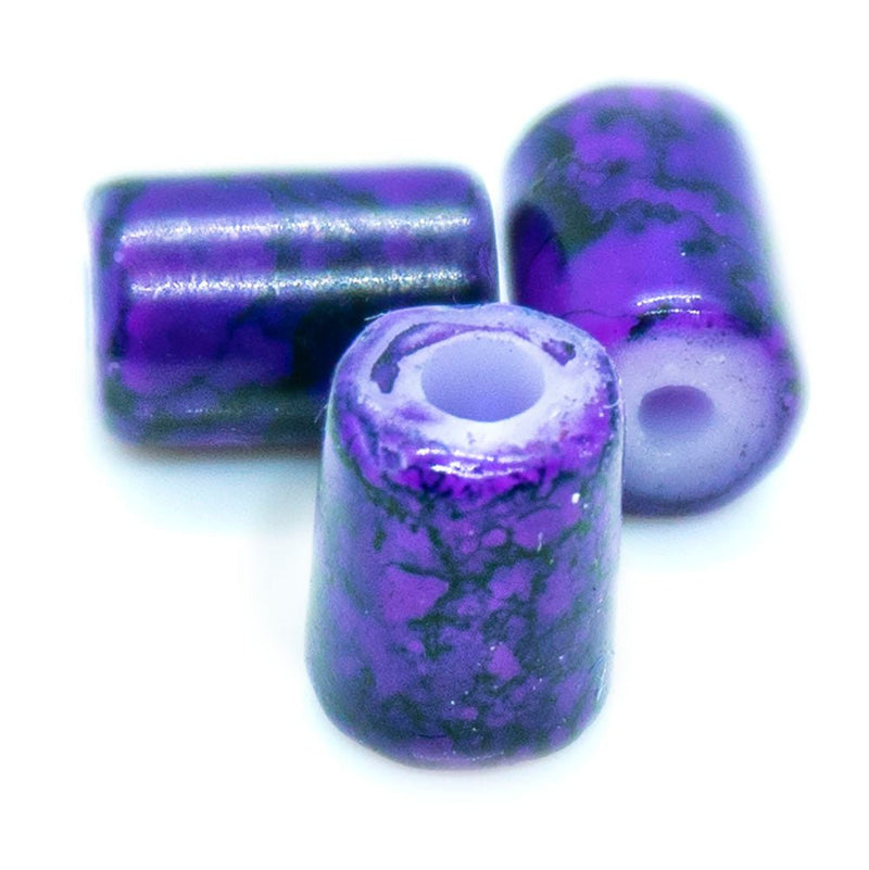 Load image into Gallery viewer, Glass Tubes with Veining 6mm x 4mm Purple - Affordable Jewellery Supplies