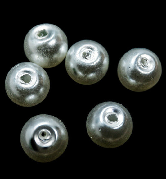 Pearlised Glass Pearl 6mm White - Affordable Jewellery Supplies