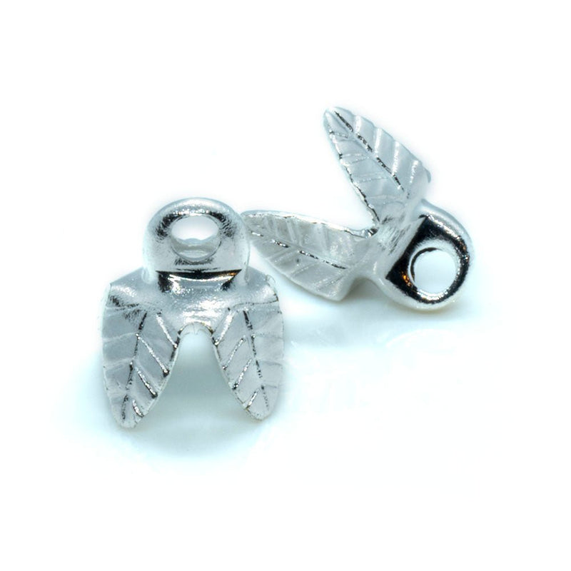 Load image into Gallery viewer, Bead Caps 4 - prong bell 5mm x 6mm Silver plated - Affordable Jewellery Supplies