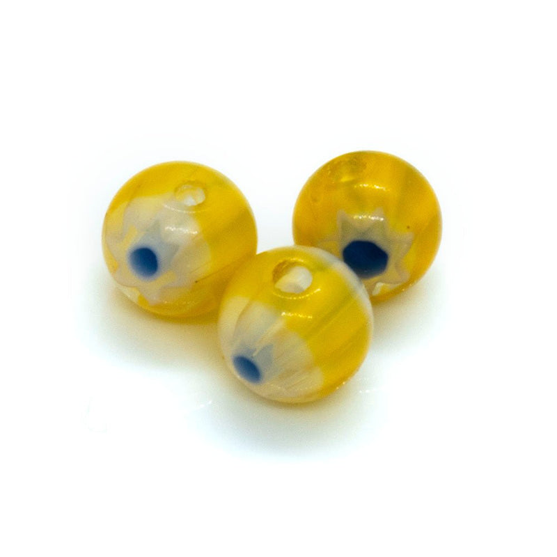 Load image into Gallery viewer, Millefiori Glass Round Bead 4mm White yellow & blue - Affordable Jewellery Supplies