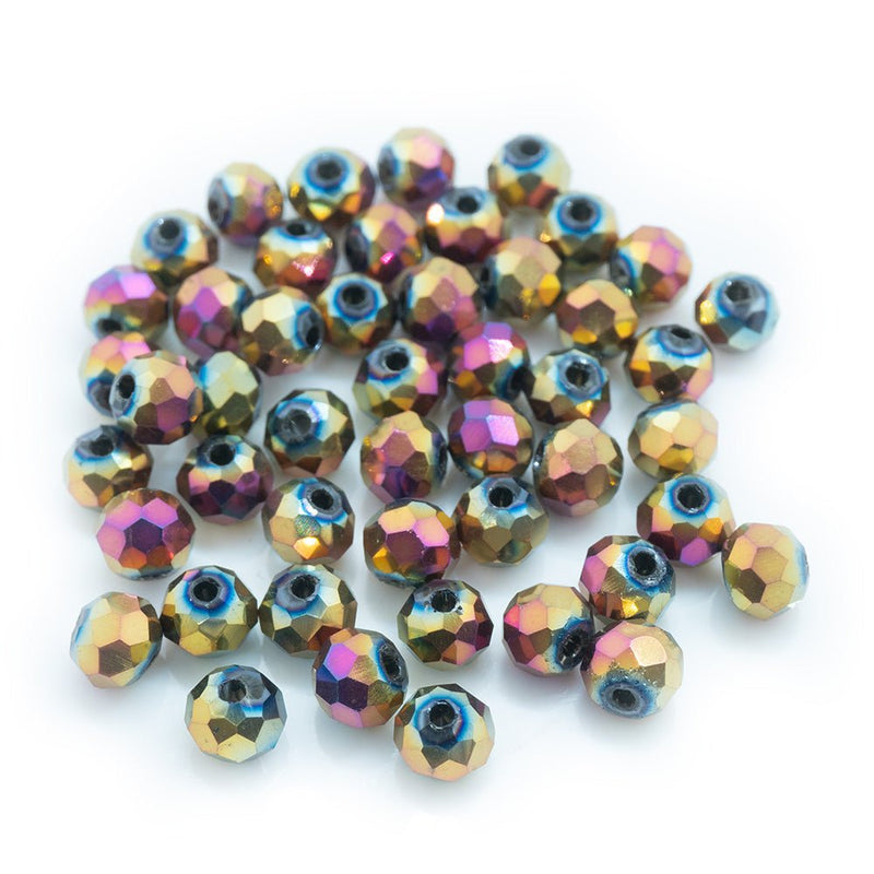 Load image into Gallery viewer, Electroplated Glass Faceted Rondelle 4mm x 3mm Rose Gold - Affordable Jewellery Supplies
