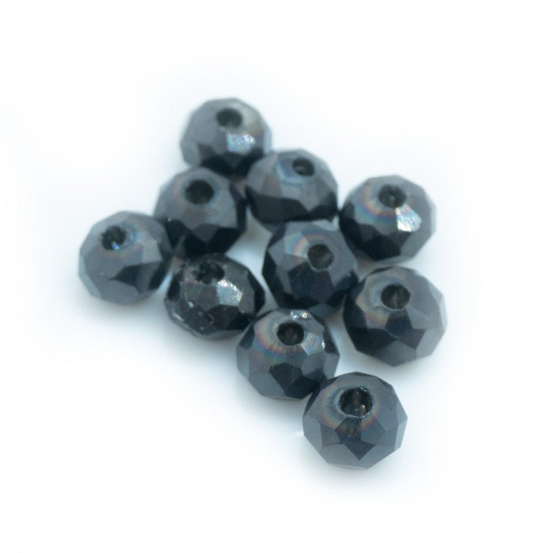 Load image into Gallery viewer, Electroplated Glass Faceted Rondelle 4mm x 3mm Black - Affordable Jewellery Supplies