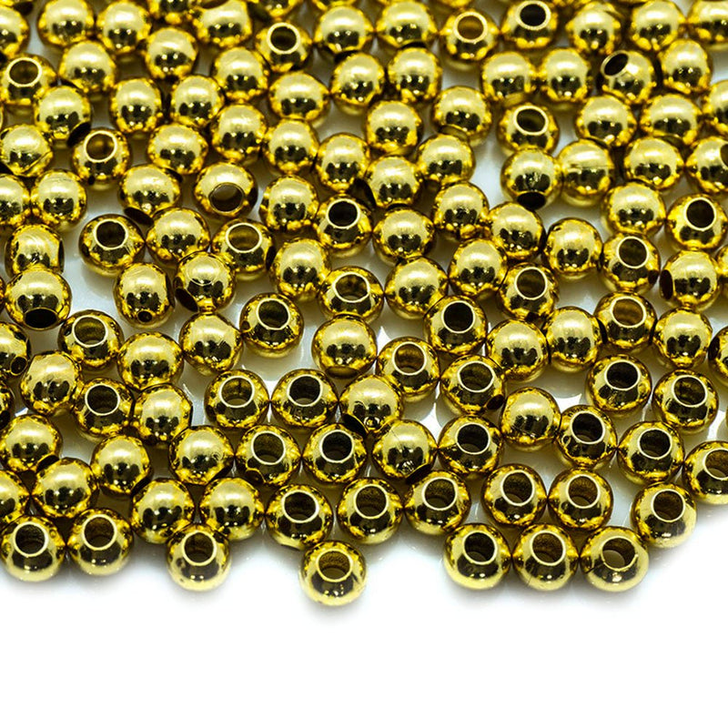 Load image into Gallery viewer, Smooth Round Seamed Spacer Bead 3mm Gold Plated - Affordable Jewellery Supplies