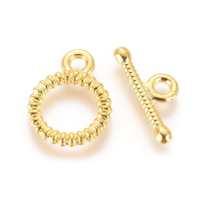 Load image into Gallery viewer, Alloy Toggle Clasp with Detail 13mm x 10mm x 1.5mm Gold - Affordable Jewellery Supplies
