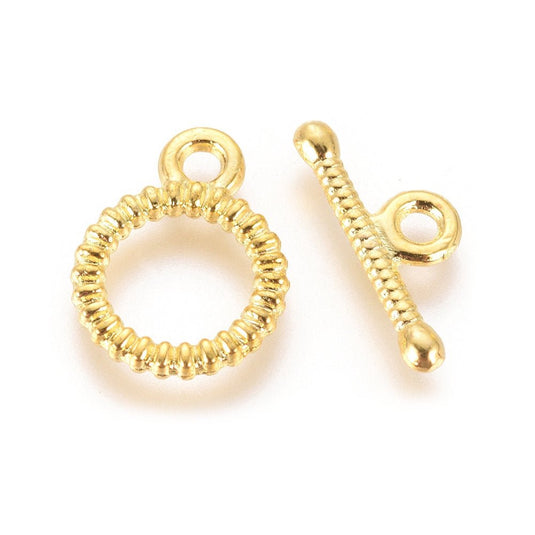 Alloy Toggle Clasp with Detail 13mm x 10mm x 1.5mm Gold - Affordable Jewellery Supplies