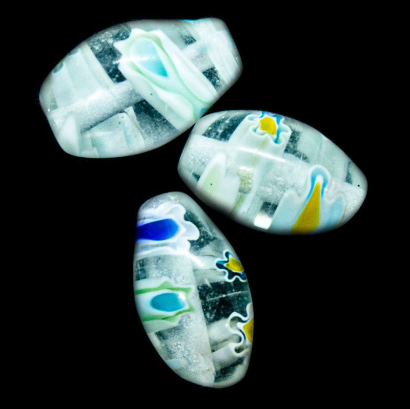 Load image into Gallery viewer, Millefiori Glass Oval 8mm x 6mm Clear, Blue & Green - Affordable Jewellery Supplies