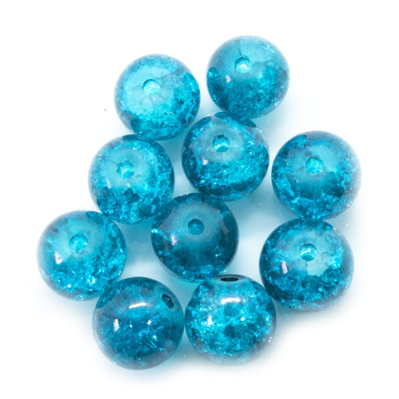 Load image into Gallery viewer, Glass Crackle Beads 8mm Medium Sea Green - Affordable Jewellery Supplies