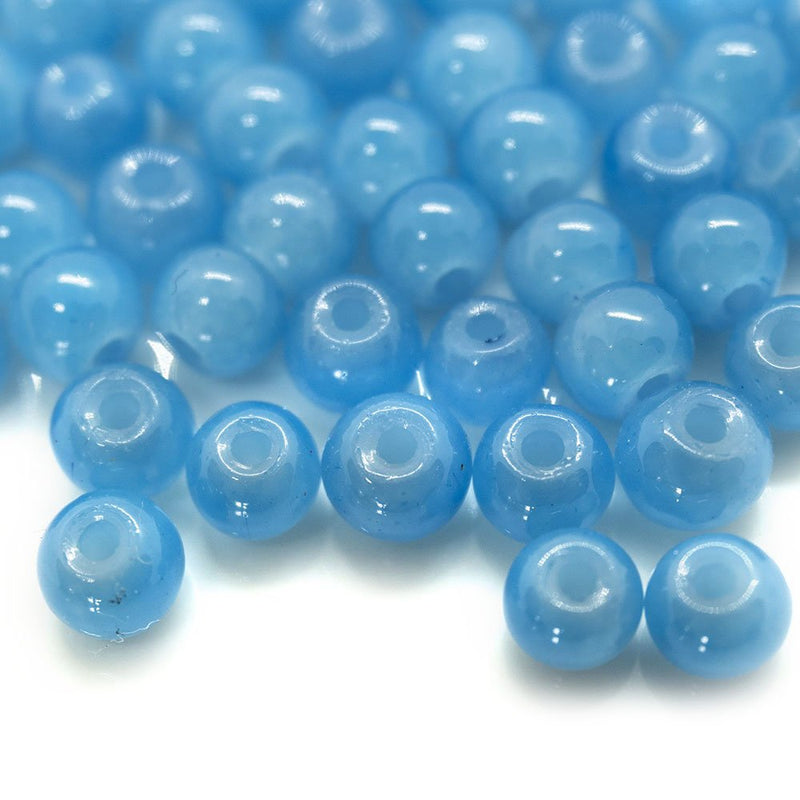 Load image into Gallery viewer, Baking Painted Imitation Jade Glass Round Beads 4.5 - 5 mm Medium Turquoise - Affordable Jewellery Supplies