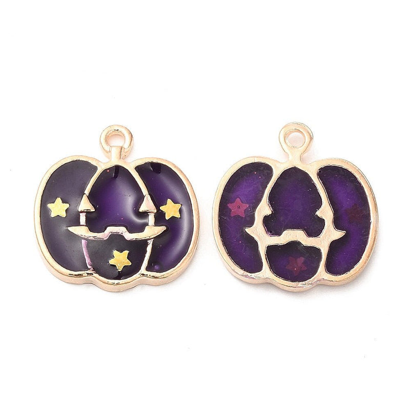 Load image into Gallery viewer, Transparent Enamel Pumpkin Charm 20mm x 19mm Orange - Affordable Jewellery Supplies