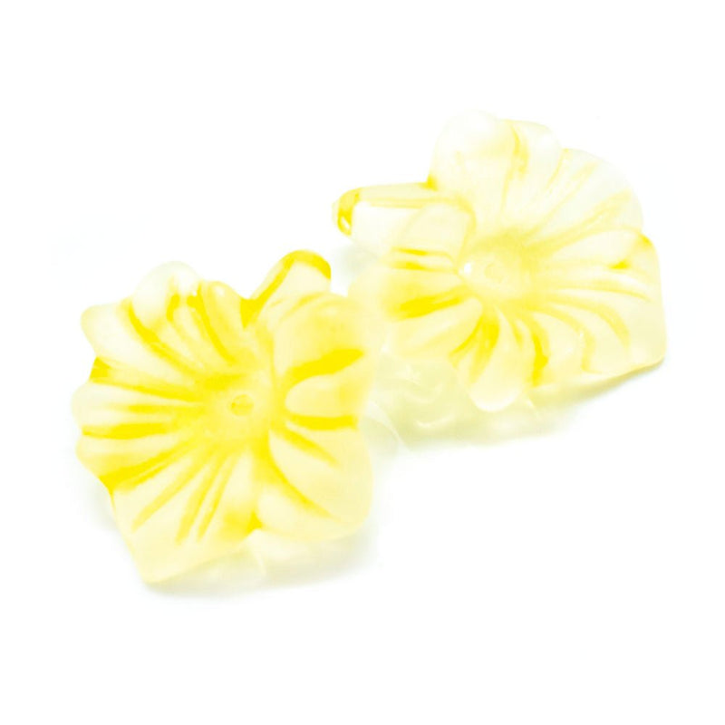 Load image into Gallery viewer, Acrylic Lucite Frosted Flower 31mm x 28mm Yellow - Affordable Jewellery Supplies