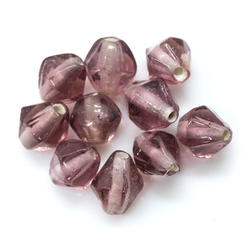 Load image into Gallery viewer, Glass Double Cone 5mm x 3mm Purple - Affordable Jewellery Supplies