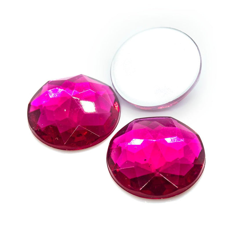 Load image into Gallery viewer, Acrylic Rhinestone Flatback Faceted Cabochon 16mm Fuchsia - Affordable Jewellery Supplies