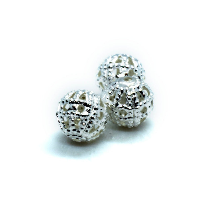 Load image into Gallery viewer, Filigree Round Metal Bead 6mm Silver - Affordable Jewellery Supplies