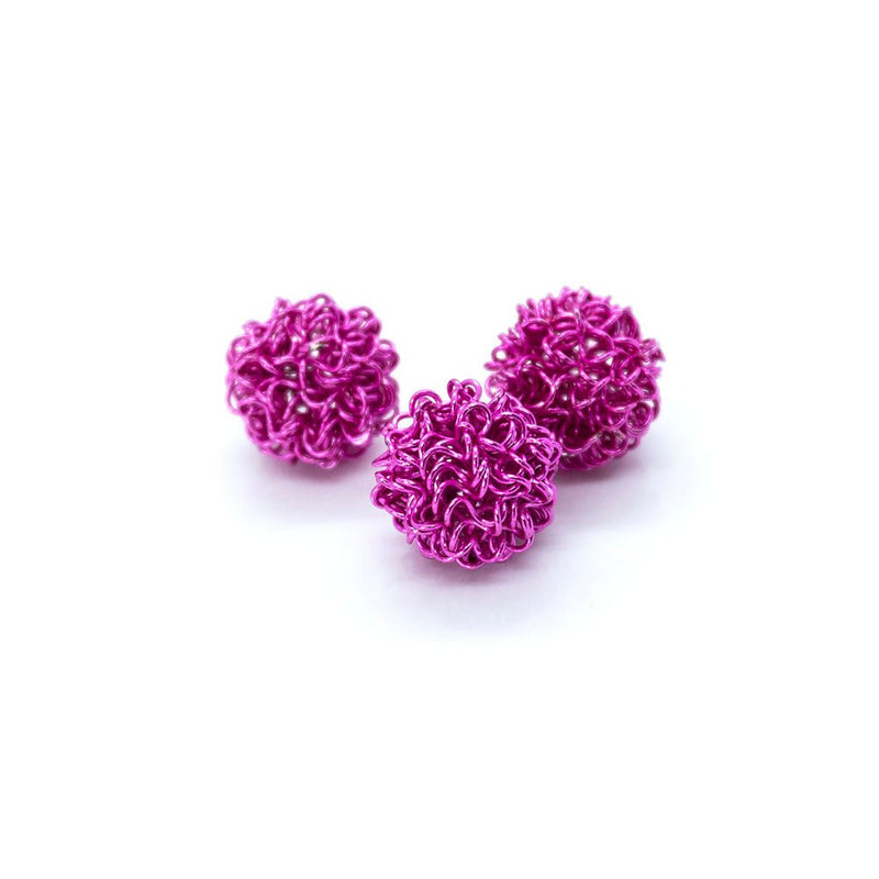 Load image into Gallery viewer, Woven Ball 15mm Fuchsia - Affordable Jewellery Supplies