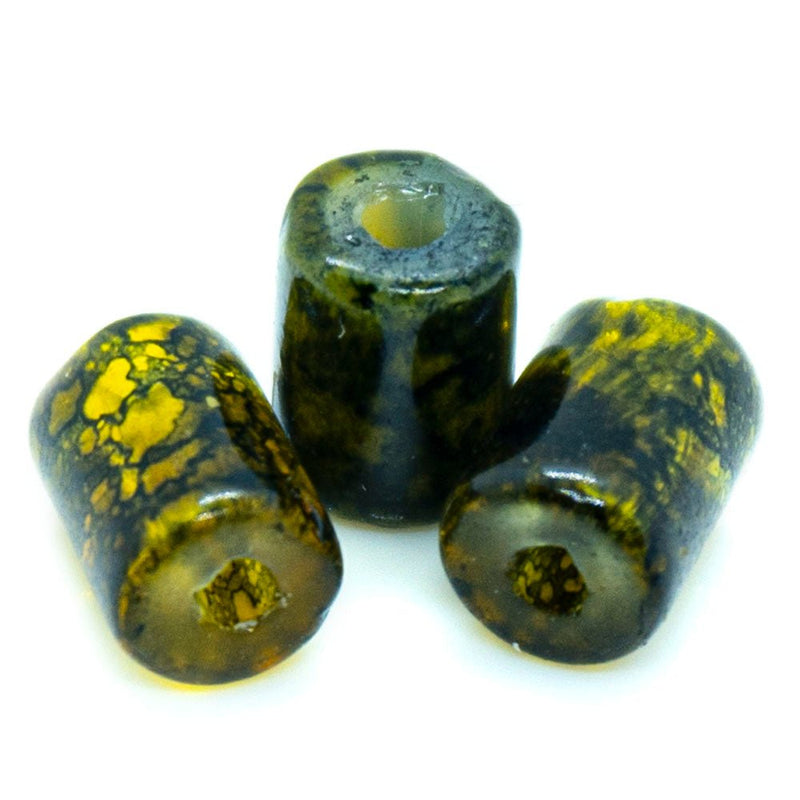 Load image into Gallery viewer, Glass Tubes with Veining 6mm x 4mm Topaz - Affordable Jewellery Supplies