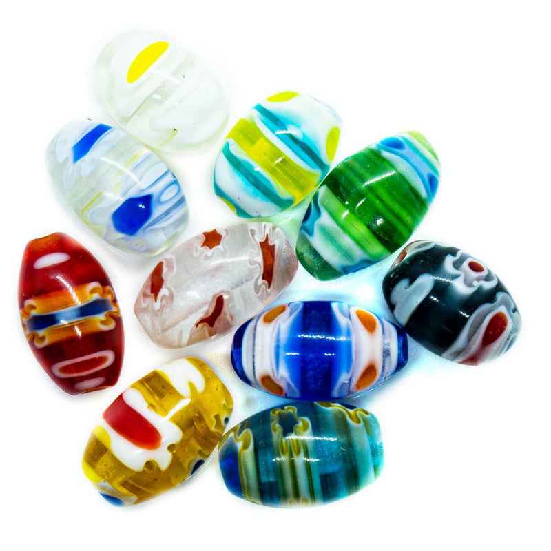 Load image into Gallery viewer, Millefiori Glass Oval 8mm x 6mm Lime - Affordable Jewellery Supplies