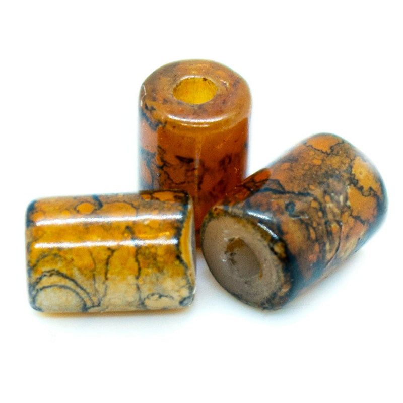 Load image into Gallery viewer, Glass Tubes with Veining 6mm x 4mm Amber - Affordable Jewellery Supplies
