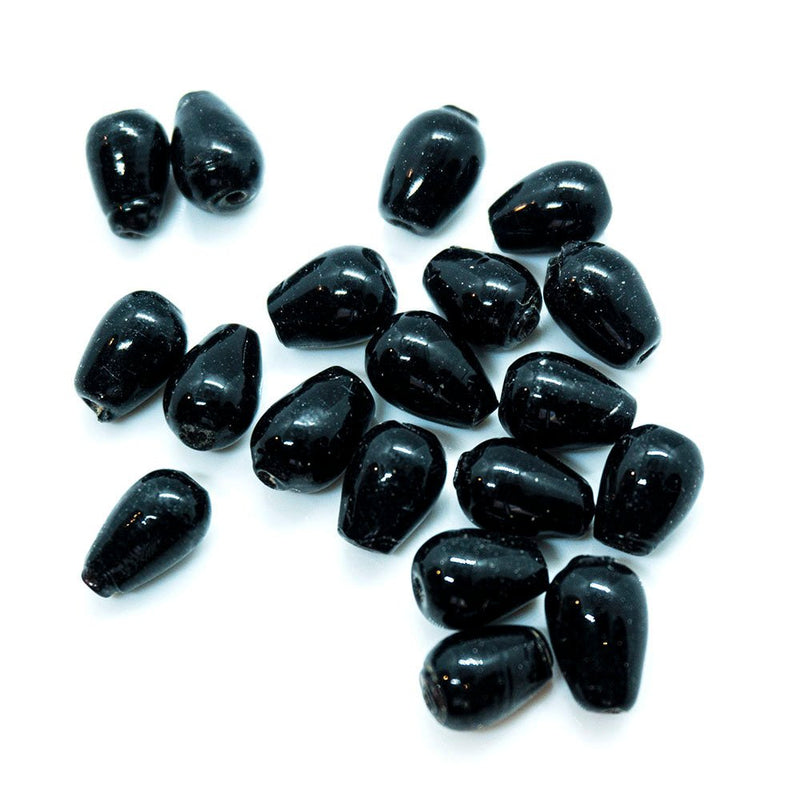 Load image into Gallery viewer, Translucent Glass Teardrop 10mm x 5mm Black - Affordable Jewellery Supplies