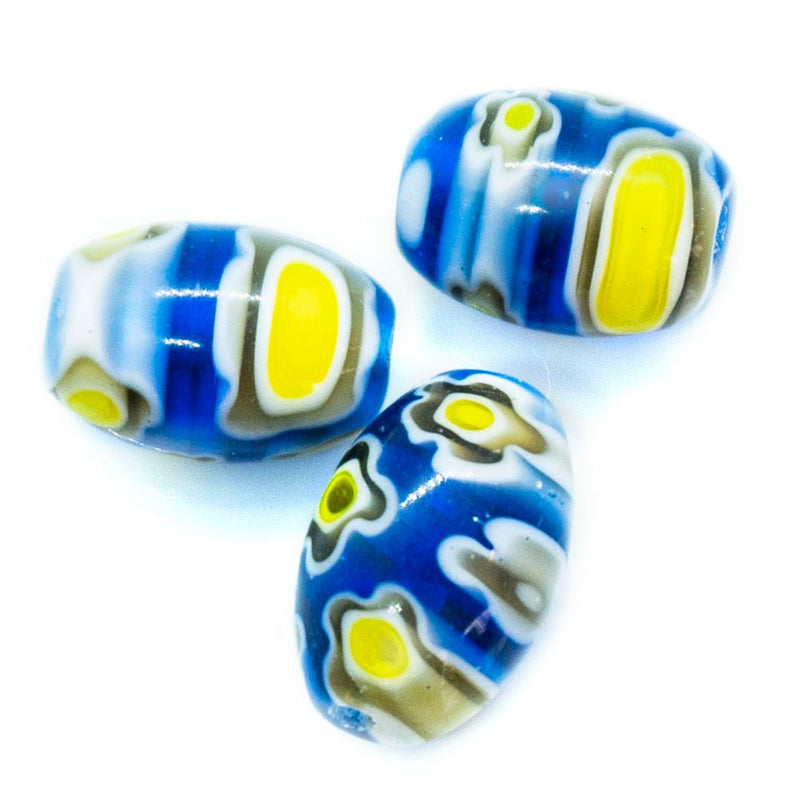 Load image into Gallery viewer, Millefiori Glass Oval 8mm x 6mm Cobalt - Affordable Jewellery Supplies