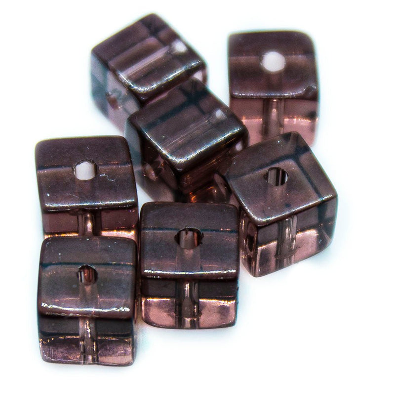 Load image into Gallery viewer, Crystal Glass Cube 6mm Dark Topaz - Affordable Jewellery Supplies