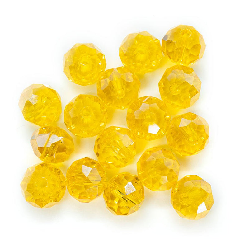 Load image into Gallery viewer, Electroplated Glass Faceted Rondelle 8mm x 6mm Topaz - Affordable Jewellery Supplies