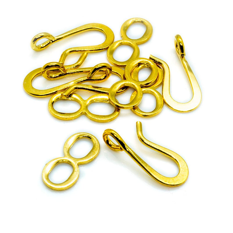 Load image into Gallery viewer, Hook Eye Clasps 14mm Gold plated - Affordable Jewellery Supplies