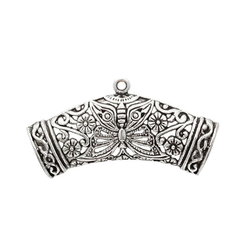 Load image into Gallery viewer, Tibetan Style Curved Bead With Loop 45mm x 23mm x 8mm Antique Silver - Affordable Jewellery Supplies