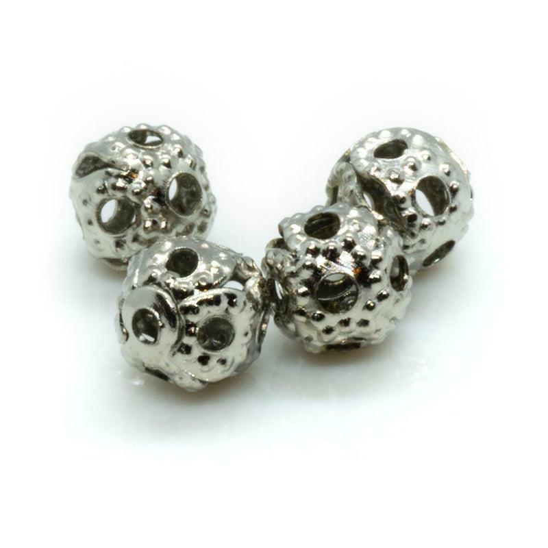 Load image into Gallery viewer, Filigree Round Metal Bead 4mm Nickel - Affordable Jewellery Supplies