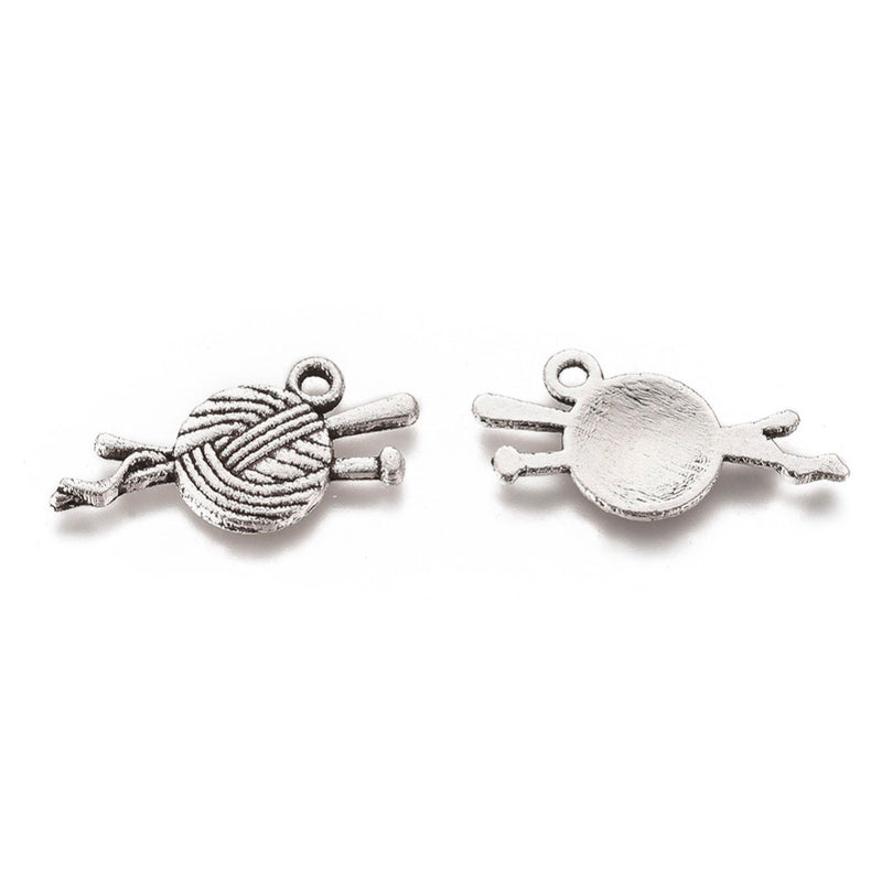 Load image into Gallery viewer, Ball of Yarn Charm - Cadmium Free & Nickel Free & Lead Free 26mm x 11mm Antique Silver - Affordable Jewellery Supplies