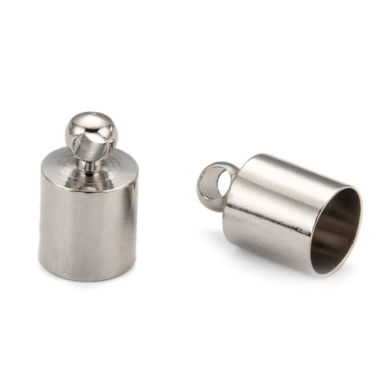 Load image into Gallery viewer, Cord Tip, Cord End 9.5mm x 6mm Platinum - Nickel Free - Affordable Jewellery Supplies