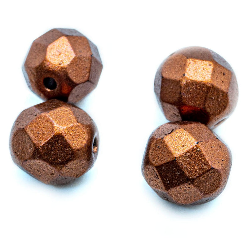 Load image into Gallery viewer, Czech Glass Firepolished Faceted Round 8mm Dark Copper Matt - Affordable Jewellery Supplies
