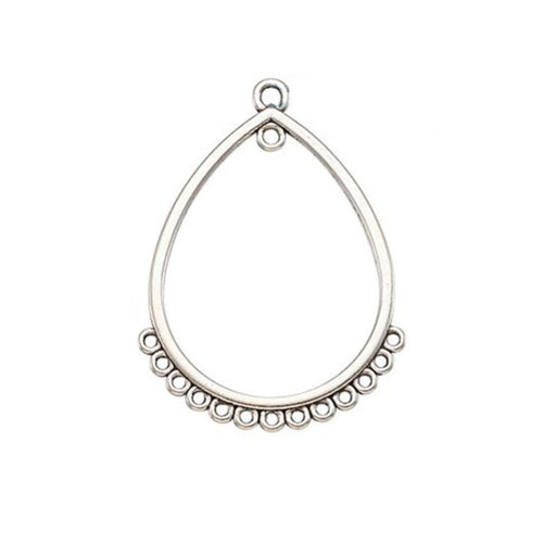 Tibetan Style Teardrop Chandelier Connector 47mm x 36mm Antique Silver - Affordable Jewellery Supplies