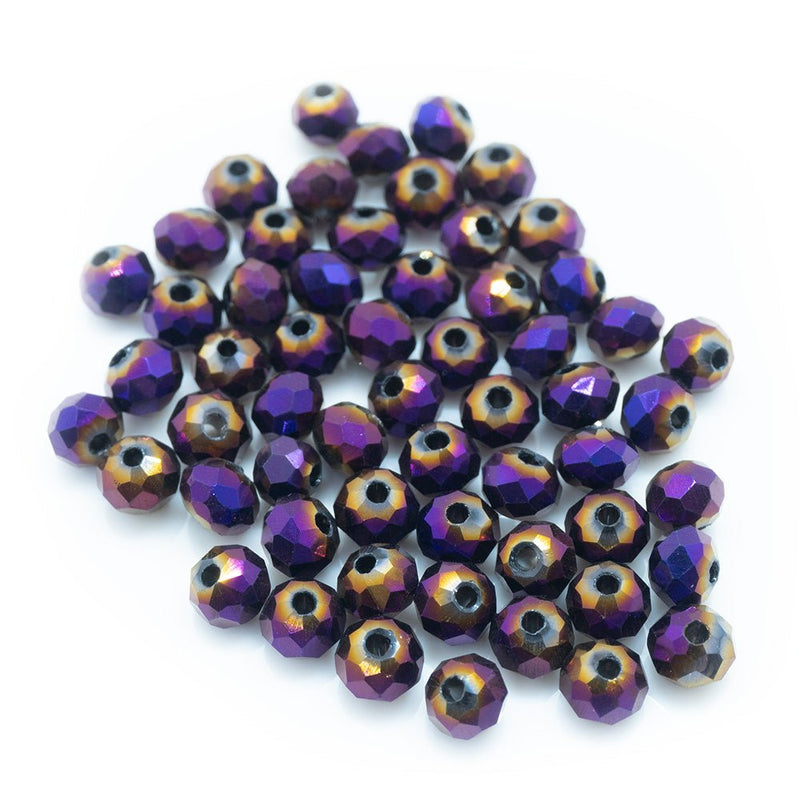 Load image into Gallery viewer, Electroplated Glass Faceted Rondelle 4mm x 3mm Purple - Affordable Jewellery Supplies
