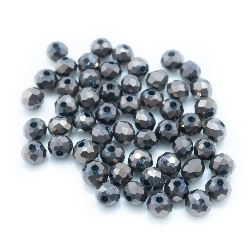 Load image into Gallery viewer, Electroplated Glass Faceted Rondelle 4mm x 3mm Gunmetal - Affordable Jewellery Supplies