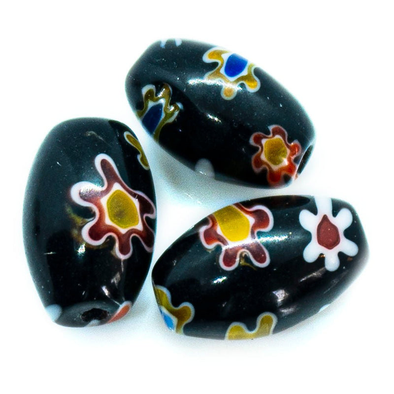 Load image into Gallery viewer, Millefiori Glass Oval 8mm x 6mm Black - Affordable Jewellery Supplies