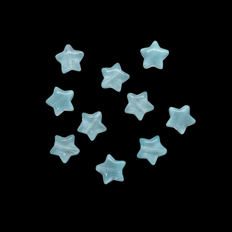 Load image into Gallery viewer, Transparent Glass Star Beads 10mm Light Cyan - Affordable Jewellery Supplies
