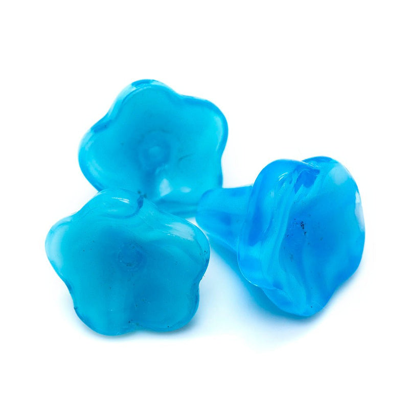 Load image into Gallery viewer, Glass Flower Bells 13mm x 11mm Aqua - Affordable Jewellery Supplies