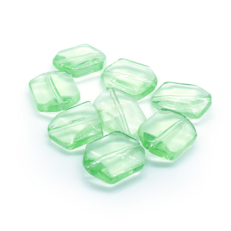 Load image into Gallery viewer, Glass Flat Rectangle With Pointed Ends 18mm x 12mm x 5mm Peridot - Affordable Jewellery Supplies