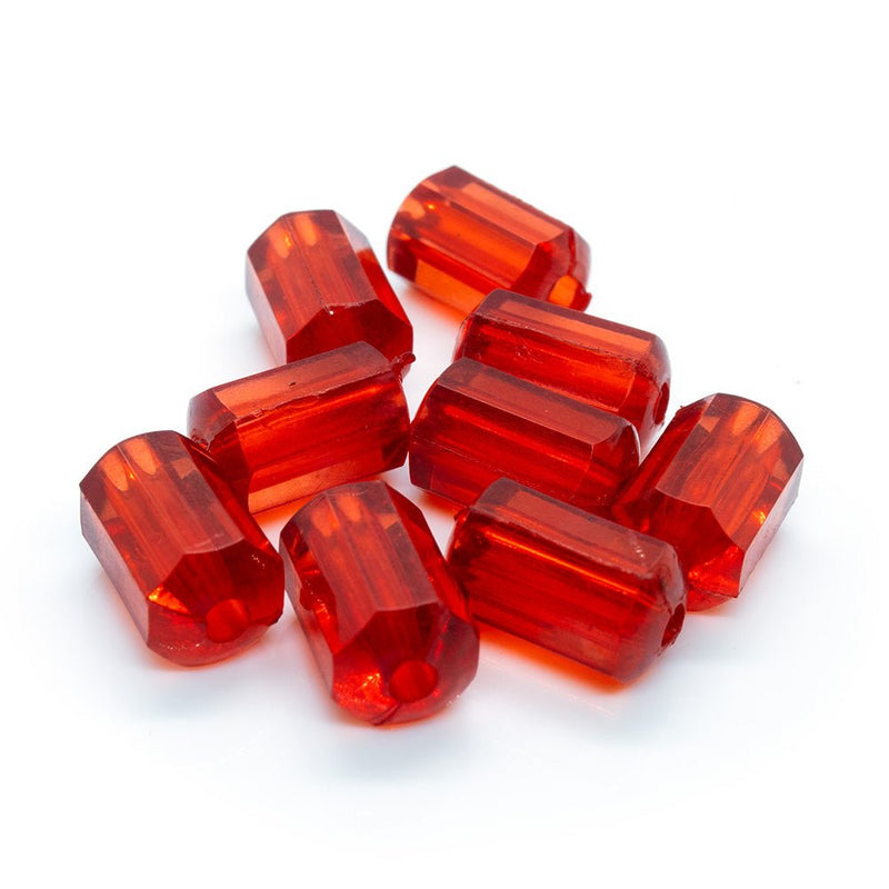 Load image into Gallery viewer, Acrylic Faceted Tube 12mm x 8mm Red - Affordable Jewellery Supplies