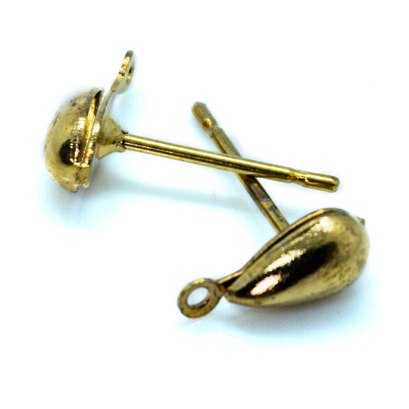 Load image into Gallery viewer, Teardrop Earring Stud Posts 7mm x 4mm Gold - Affordable Jewellery Supplies